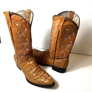Men's Brown Embossed Western Boots